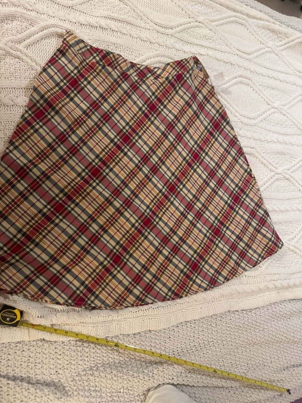 Tommy Hilfiger Red, Tan & Navy Plaid Circle Skirt